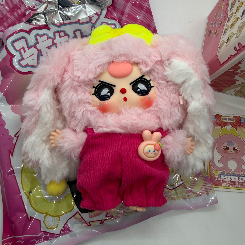 Baby Three Macaron Cute Bunny V2 Confirmed Pink Rabbit Plush Rare Eyes